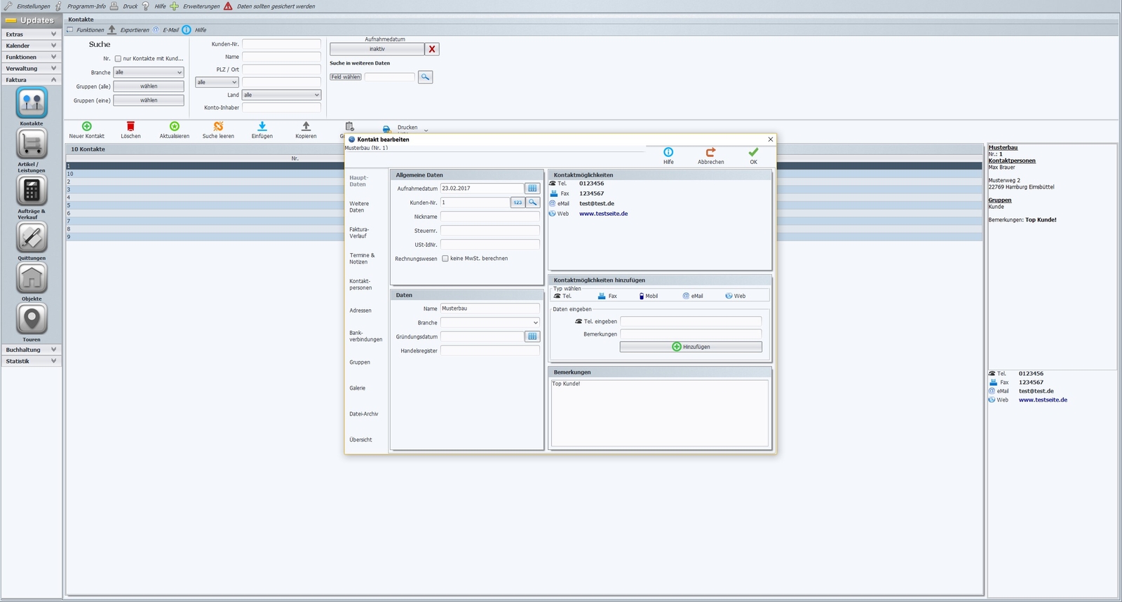 Software for craftsmen, writing offers, creating invoices network 10 PC