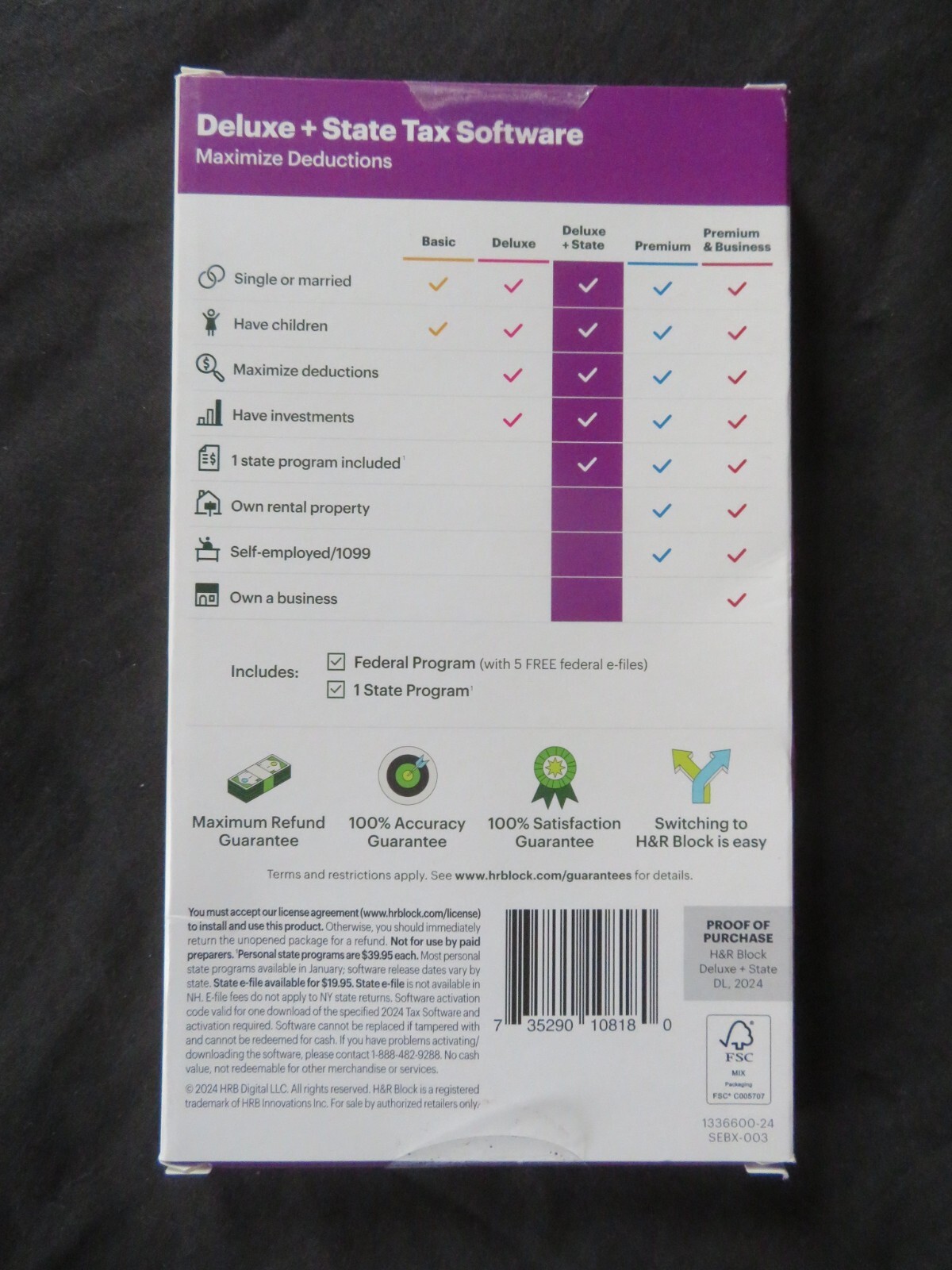 2024 H & R Block Deluxe + State Maximize Deductions Software FAST AUTH DOWNLOAD