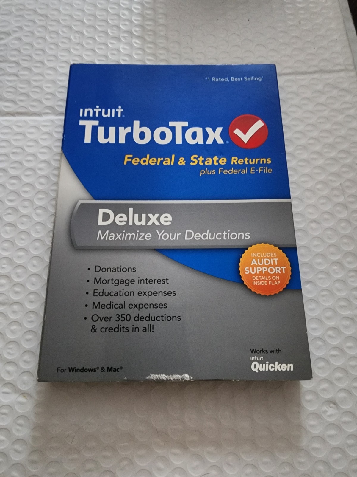 B33. TurboTax 2013 Deluxe Federal/State Tax Software for Windows and Mac, W/Code