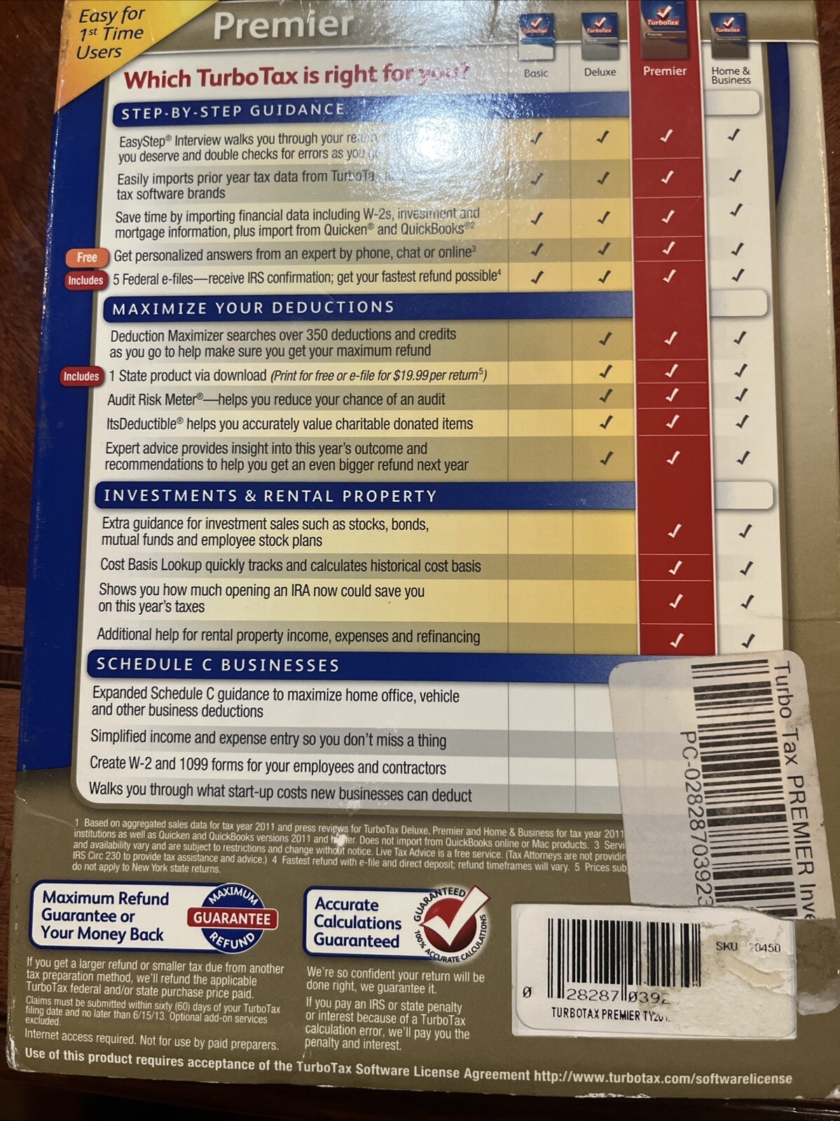 2012 TurboTax Federal Premier w/State Investments – Rental Property New CD