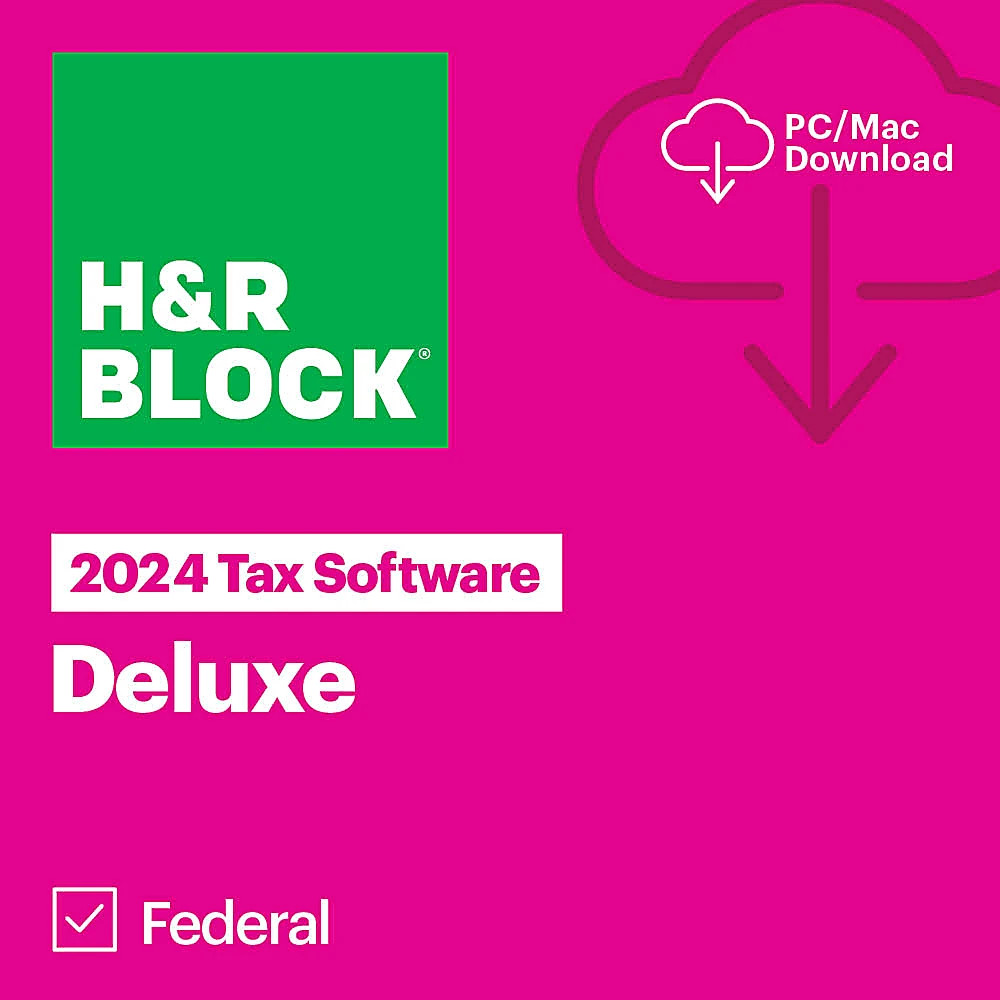 New 2024 H&R Block Tax Software Deluxe Edition for PC/MAC [Key Card]