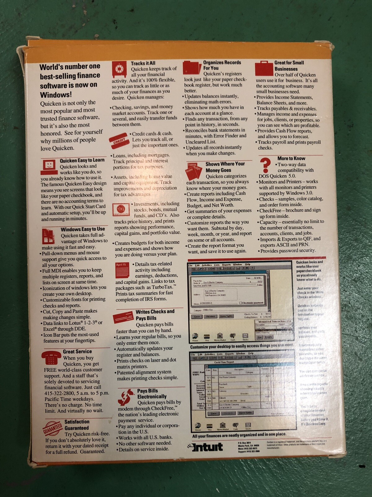 Intuit Quicken 1991 For Windows 3.5 Floppy Disks w/ Book Manual