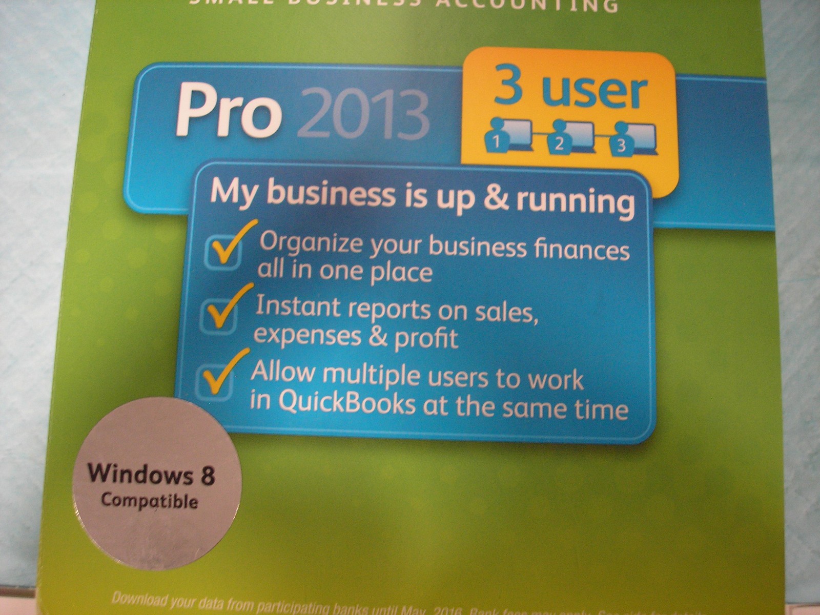 =3 USER VERSION= INTUIT QUICKBOOKS PRO 2013 FOR WINDOWS PC =LIFETIME LICENSE=