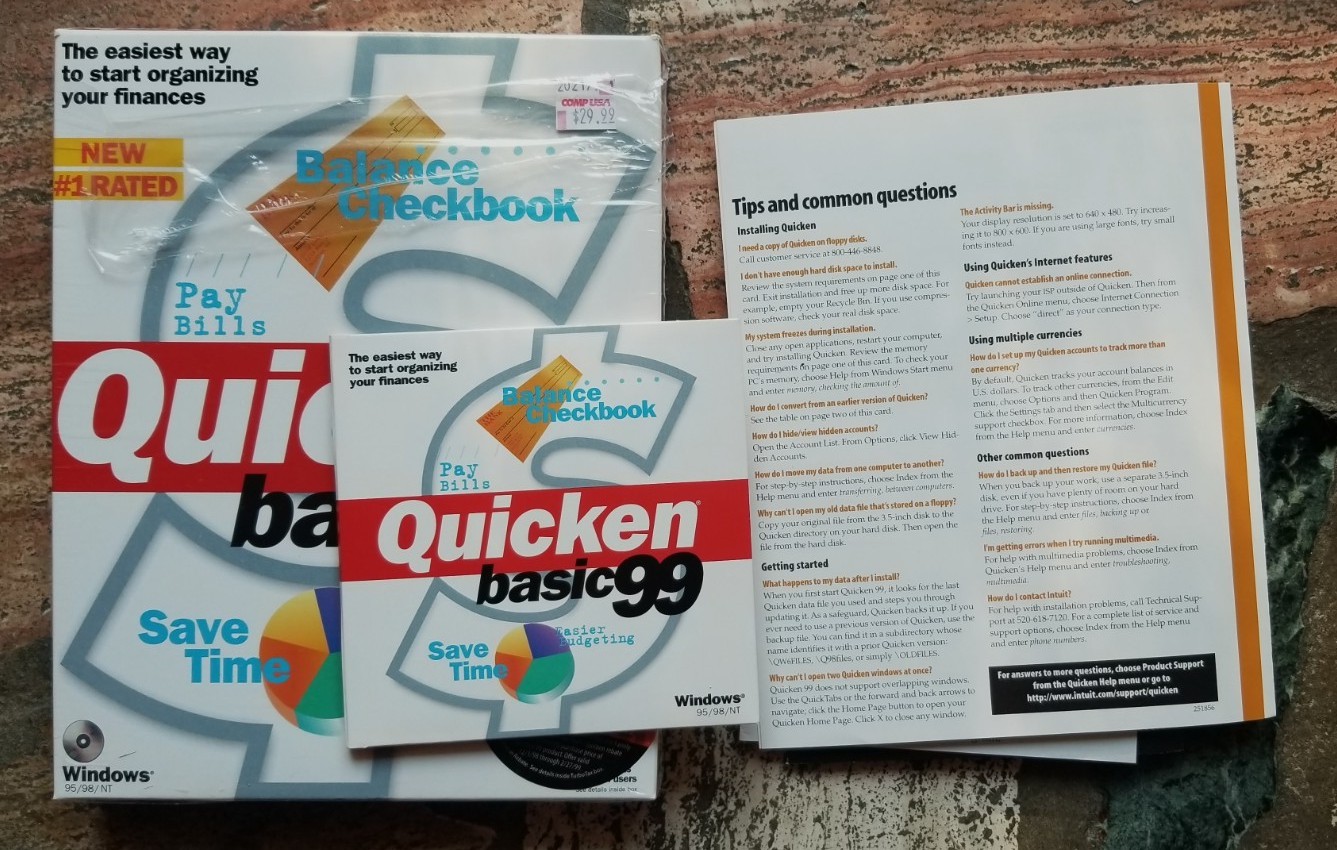 3 Disc Bundle Quicken Basic 99, Quicken 2000, Quicken 2005 For Windows 95/98/NT