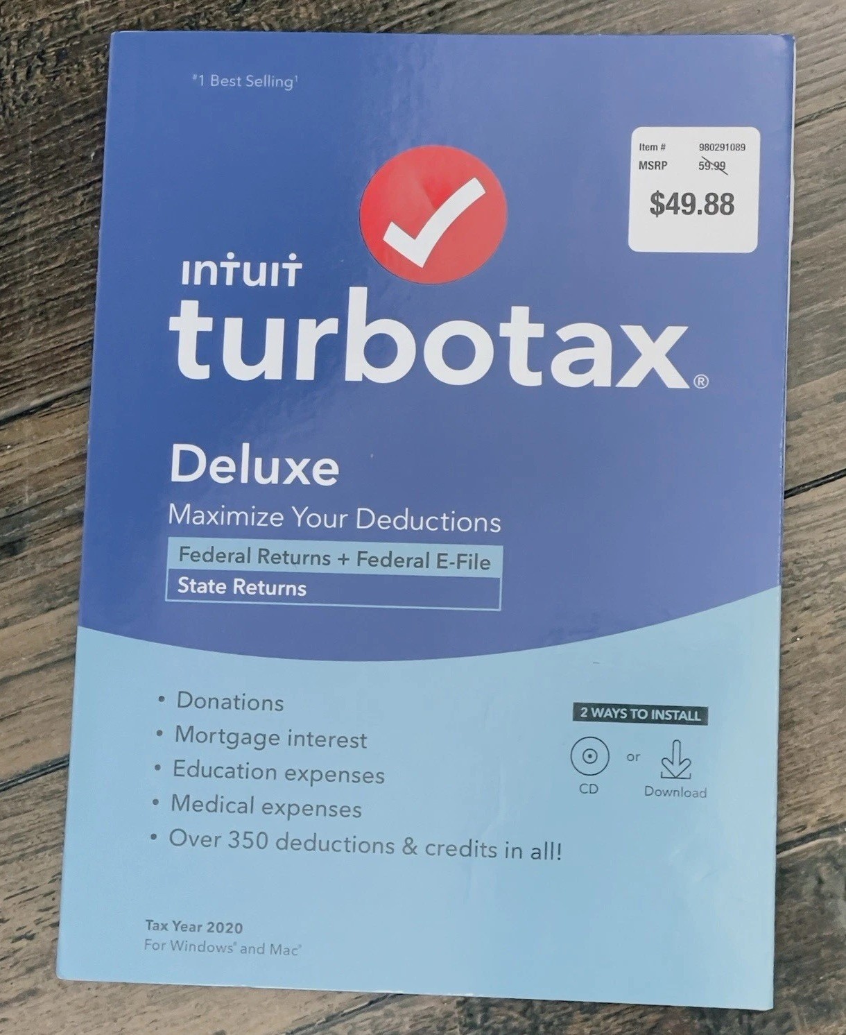TurboTax Deluxe Fed & State 2020 NEW Sealed Tax Year 2020 Intuit Disc Download