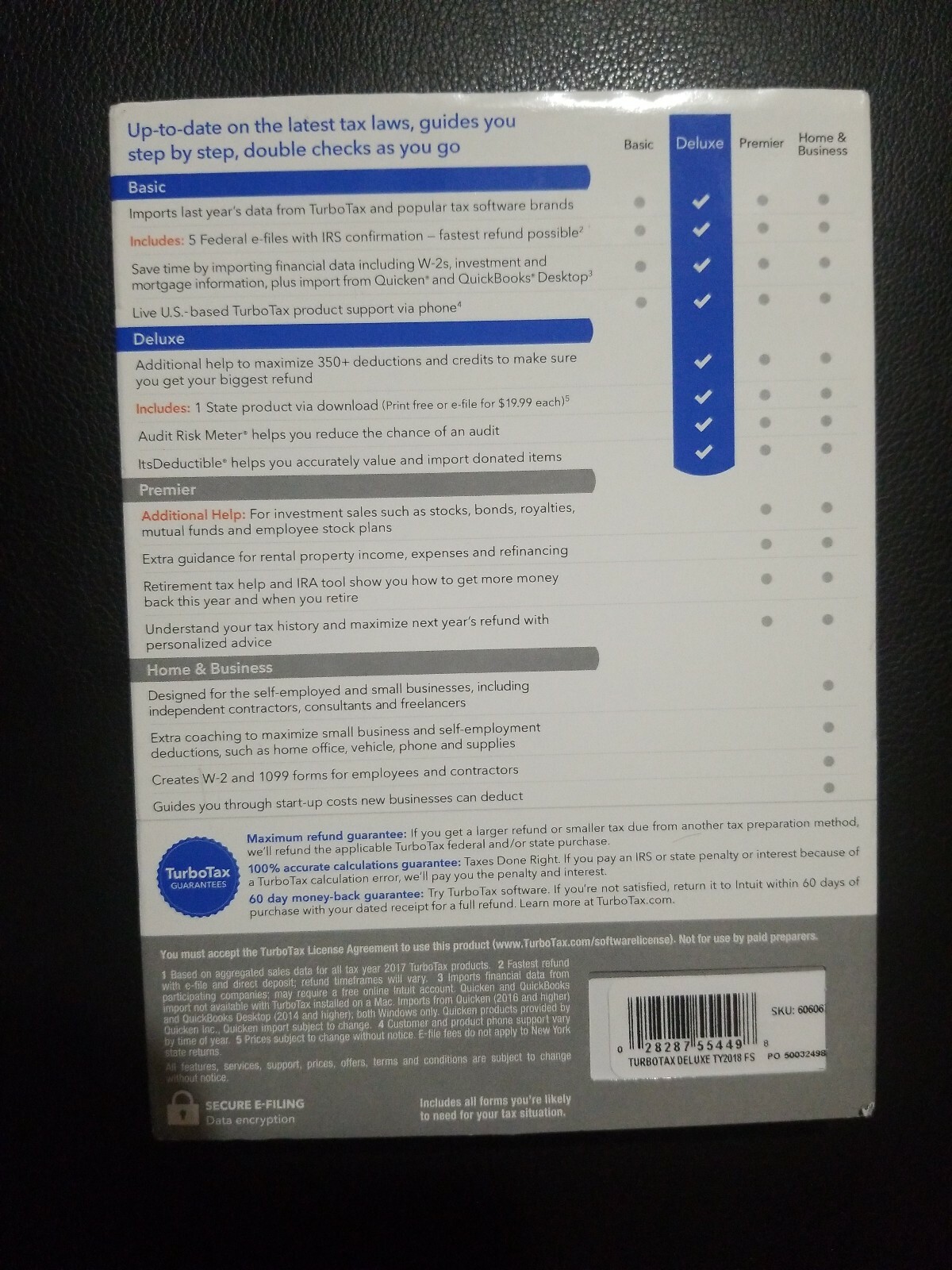 Turbotax Intuit DELUXE 2018 NEW. Federal + State E-File, Windows/Mac
