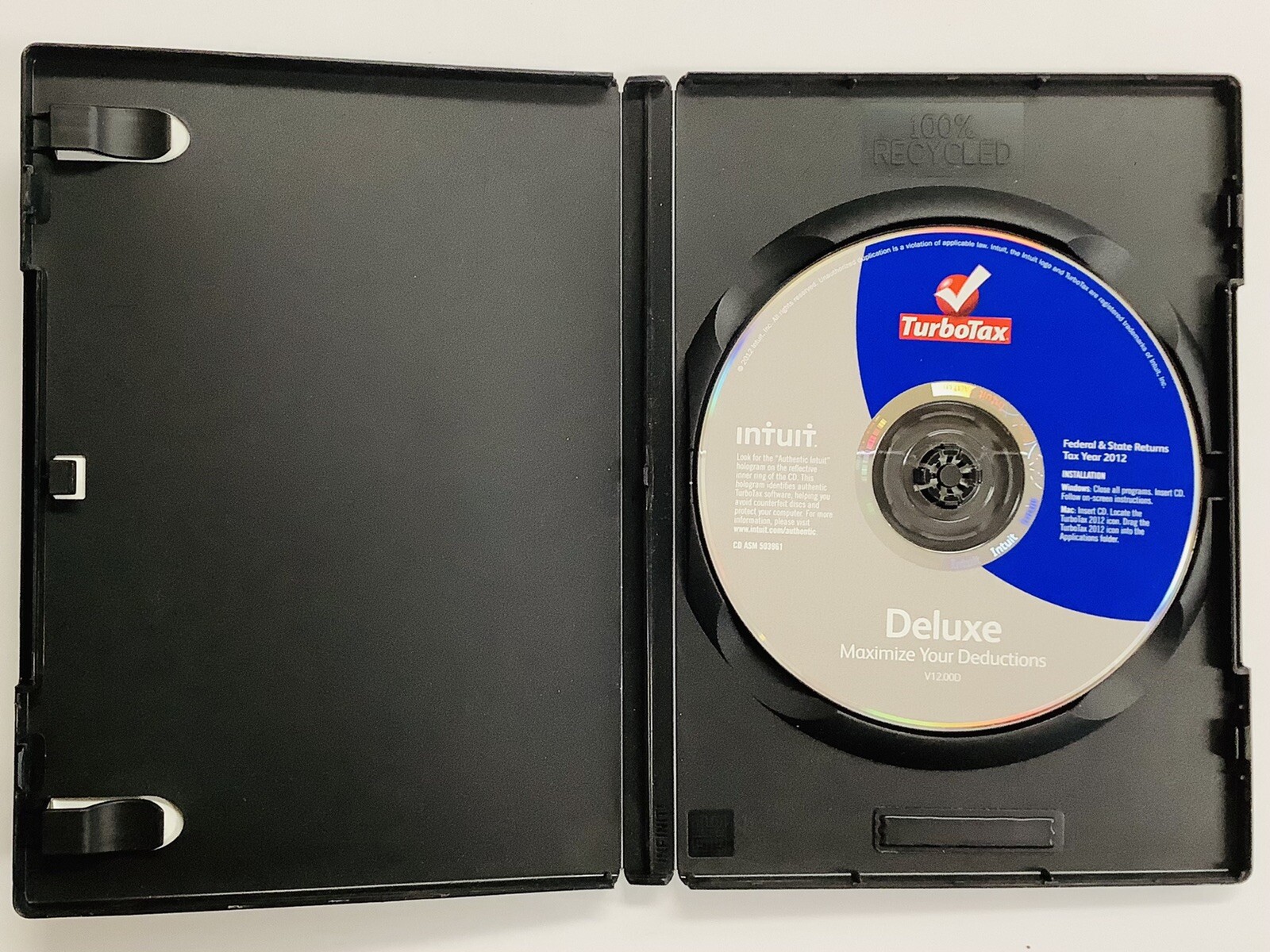 Turbotax 2012 Deluxe. Federal and State + Federal E-file (Win/Mac) (G)