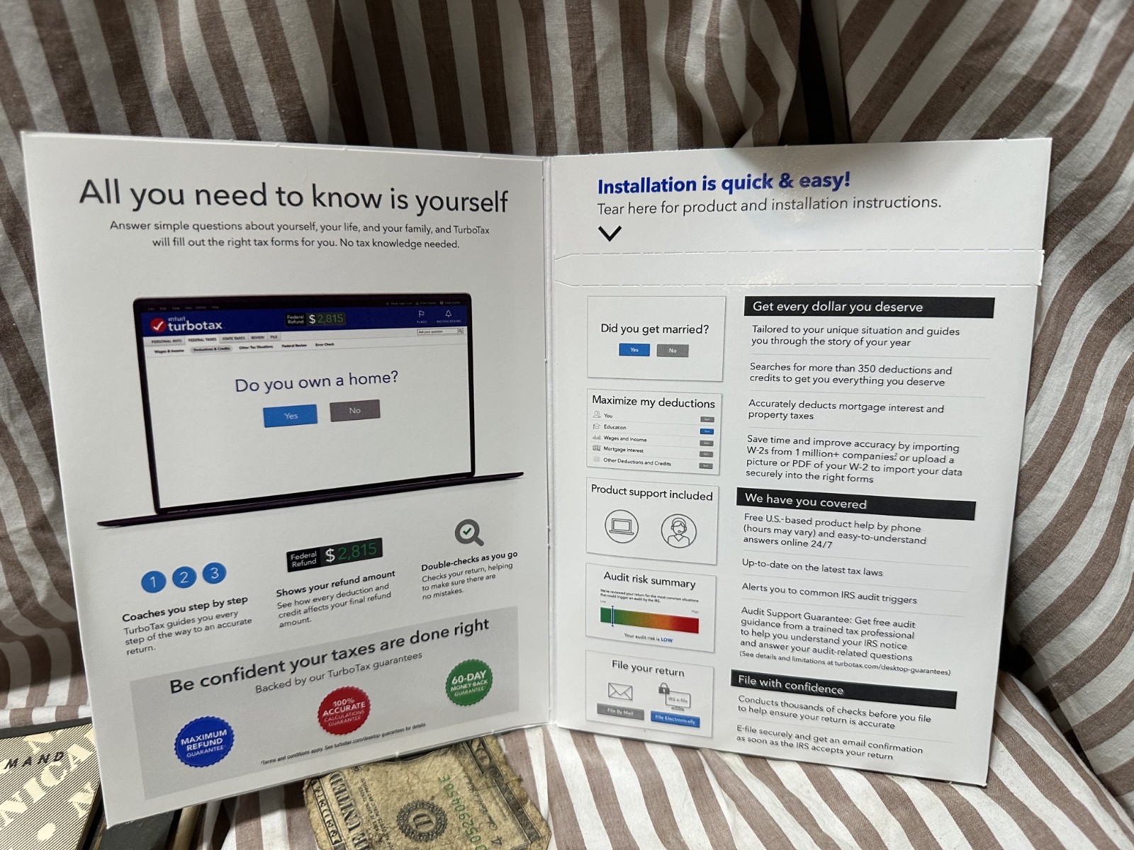 Turbotax Deluxe 2022 Federal Returns E-File + State Physical CD w license PC/MAC