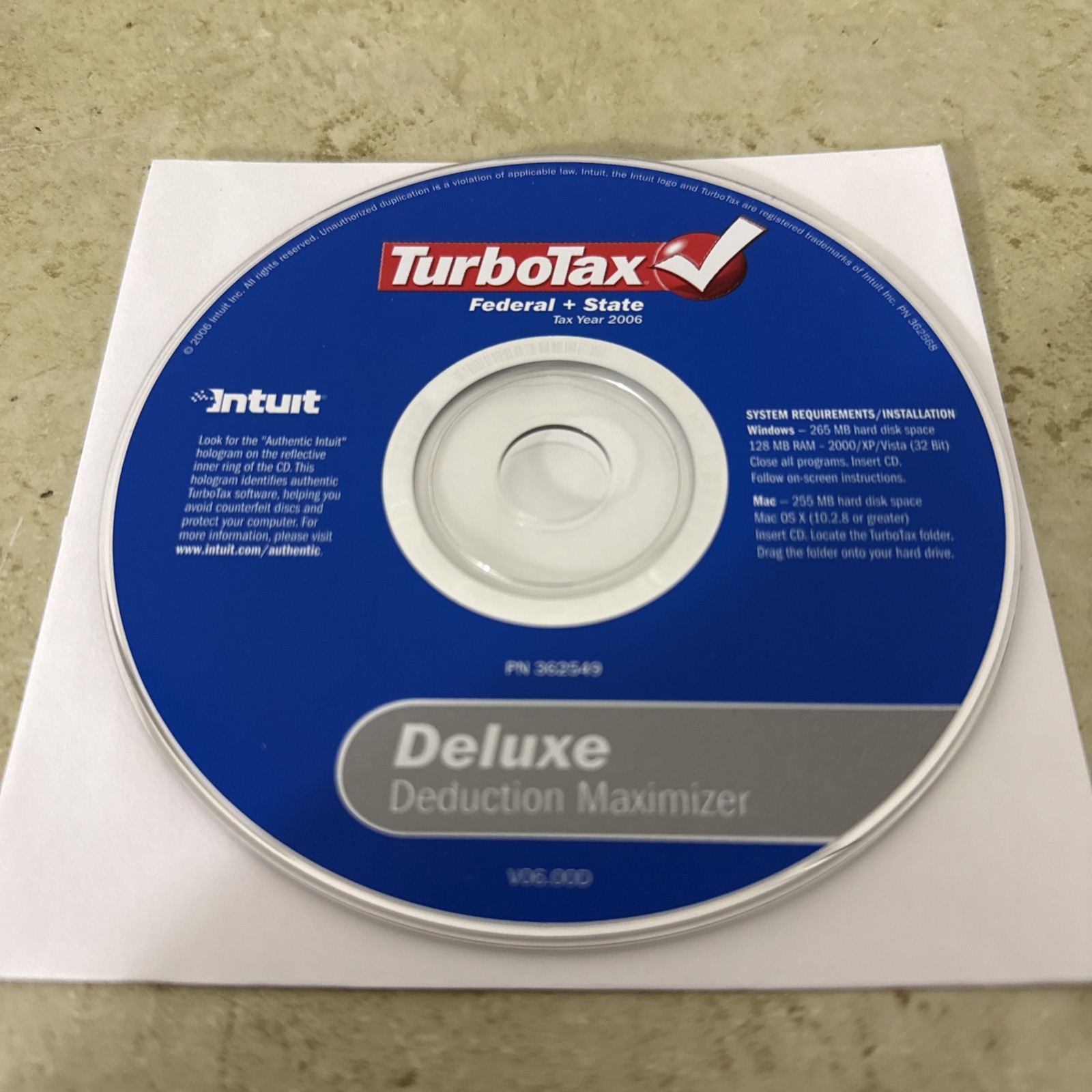 TurboTax Deluxe Deduction Maximizer Federal+State Tax Year 2006 Windows & MAC