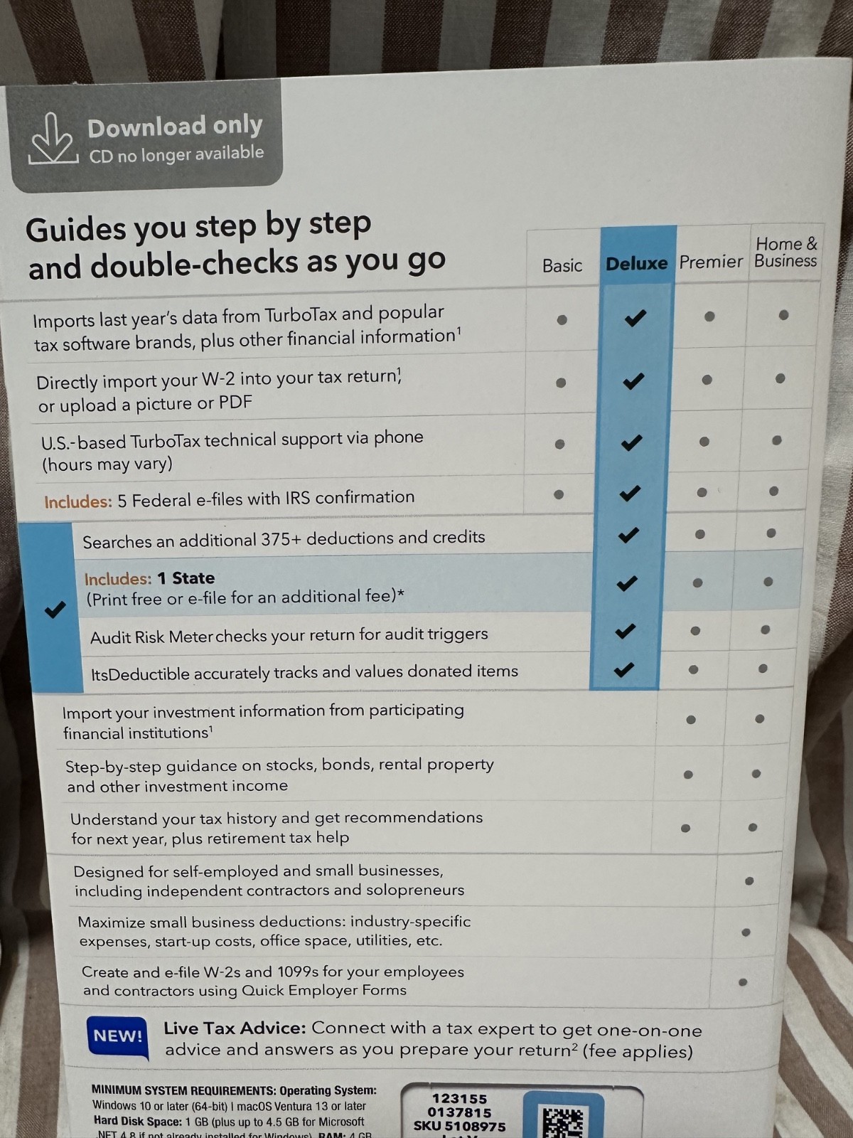 2024 Intuit Turbotax Deluxe Federal State Window Mac USA Sealed NEW 2024 USA