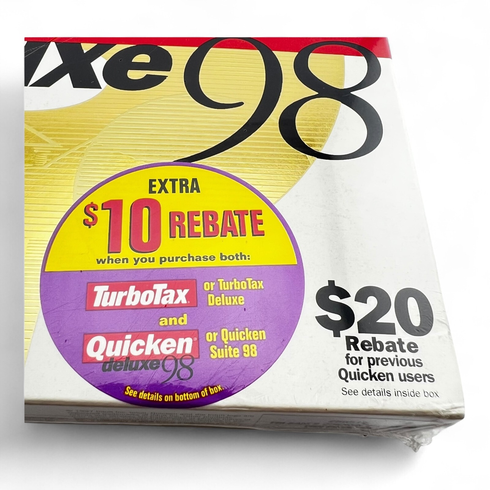 Quicken Deluxe 98 CD Windows Software Intuit Business Finance Vtg 1997 Sealed