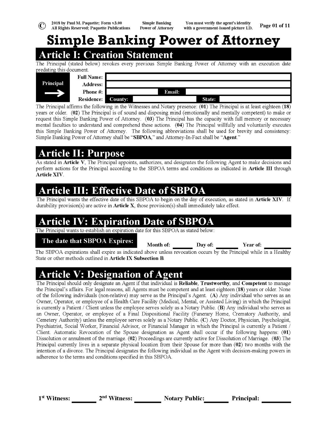 Simple Banking Power of Attorney – Full Version – CD-ROM Only