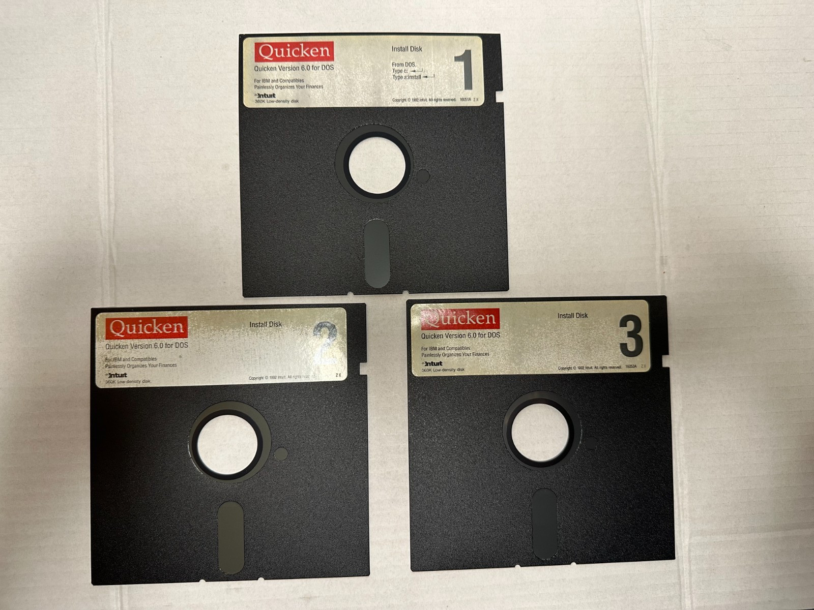 Vintage Intuit Quicken for DOS IBM Version 6.0 3.5″ & 5 1/4″ Floppy Disks VTG