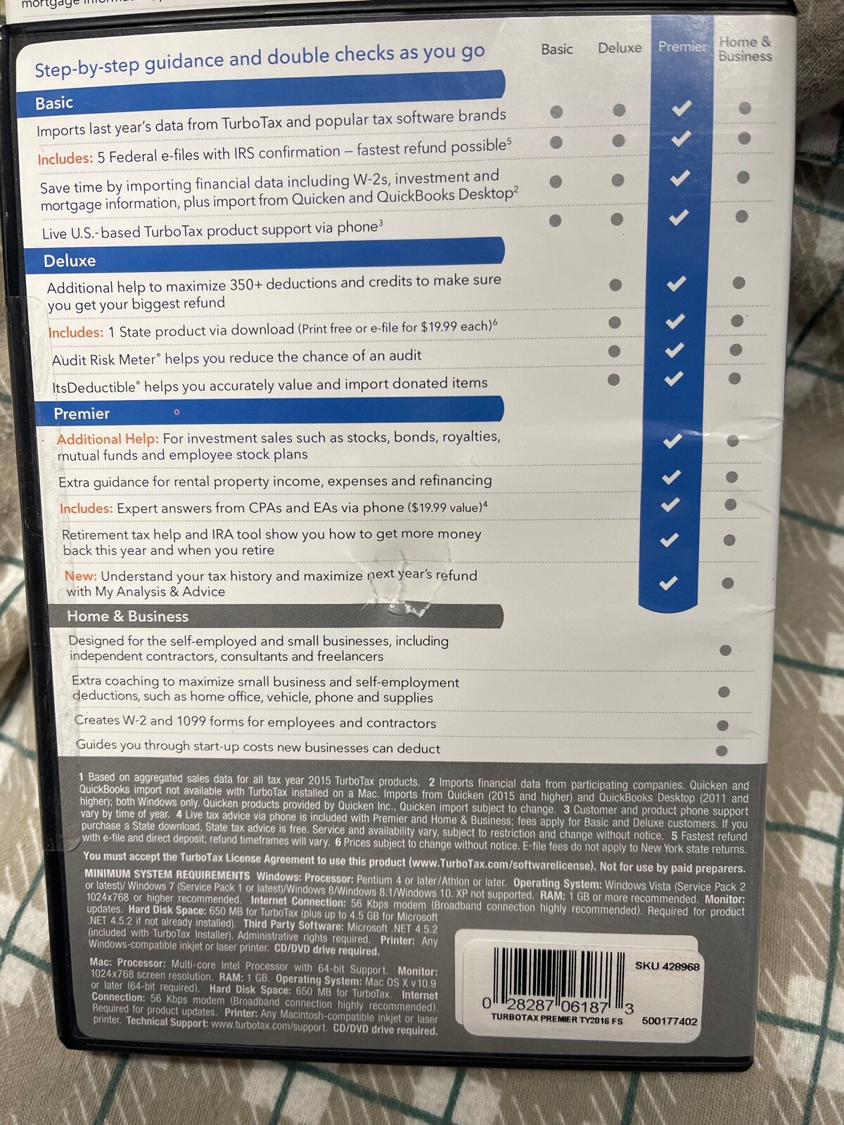 2016 TurboTax Premier Investments + Rental Property 2016 Federal Mac/PC CD-ROM