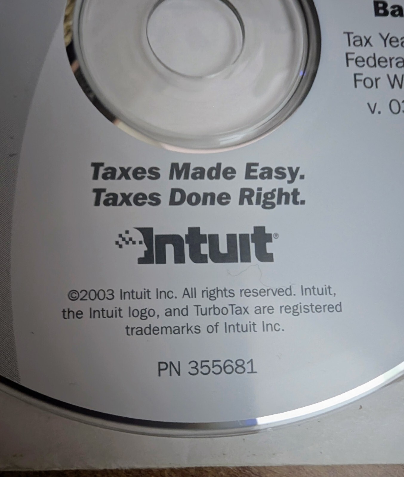 TurboTax Basic Federal 2003 Intuit Windows