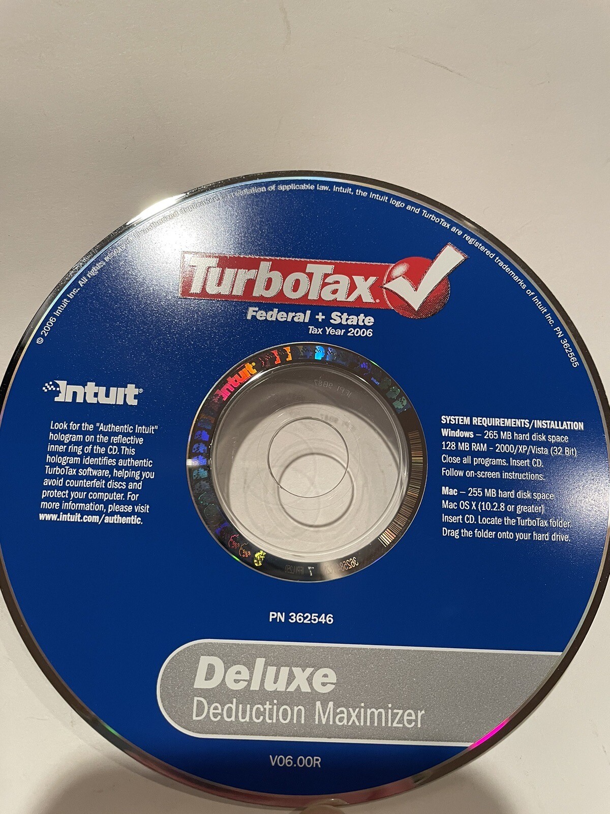 Intuit TurboTax Deluxe 2006 CD-ROM Windows Mac