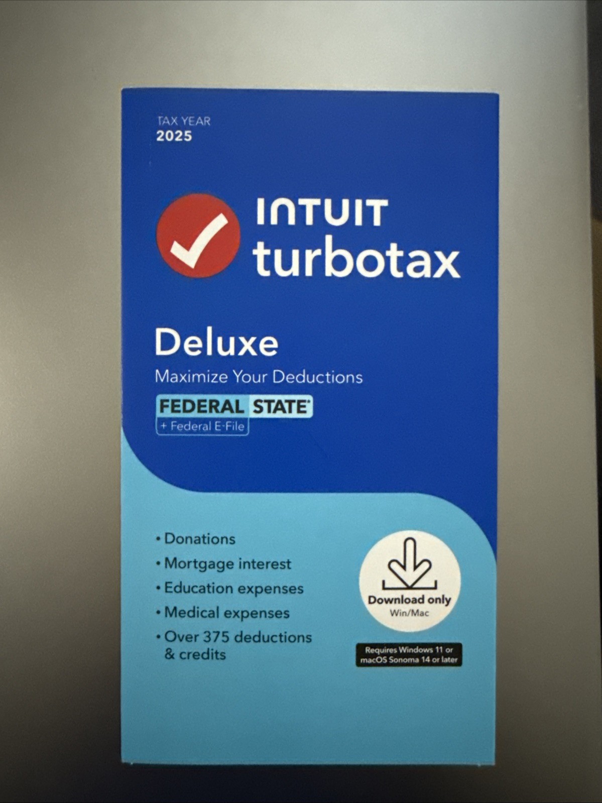 TurboTax Deluxe Desktop 2025 Federal & State Tax Return Product Key Card Desktop