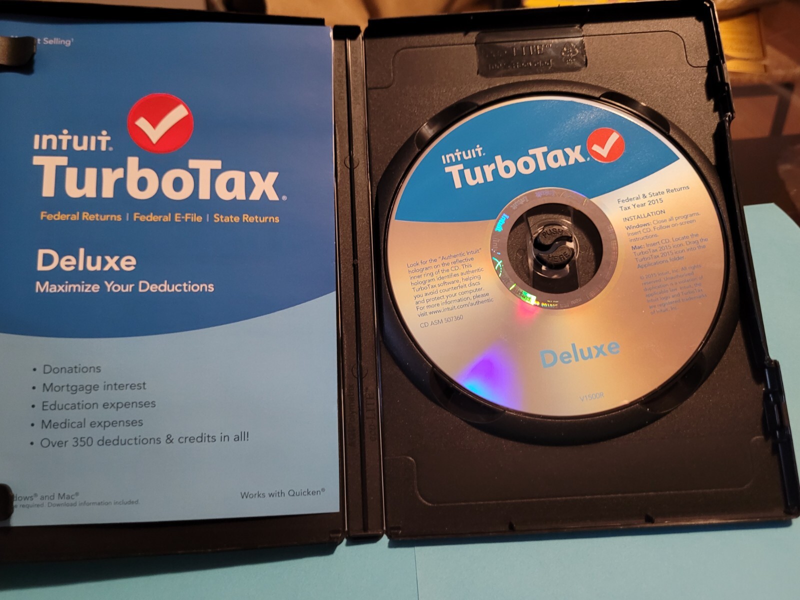 Turbo Tax Deluxe Federal & State Returns Software, 2015 & 2016