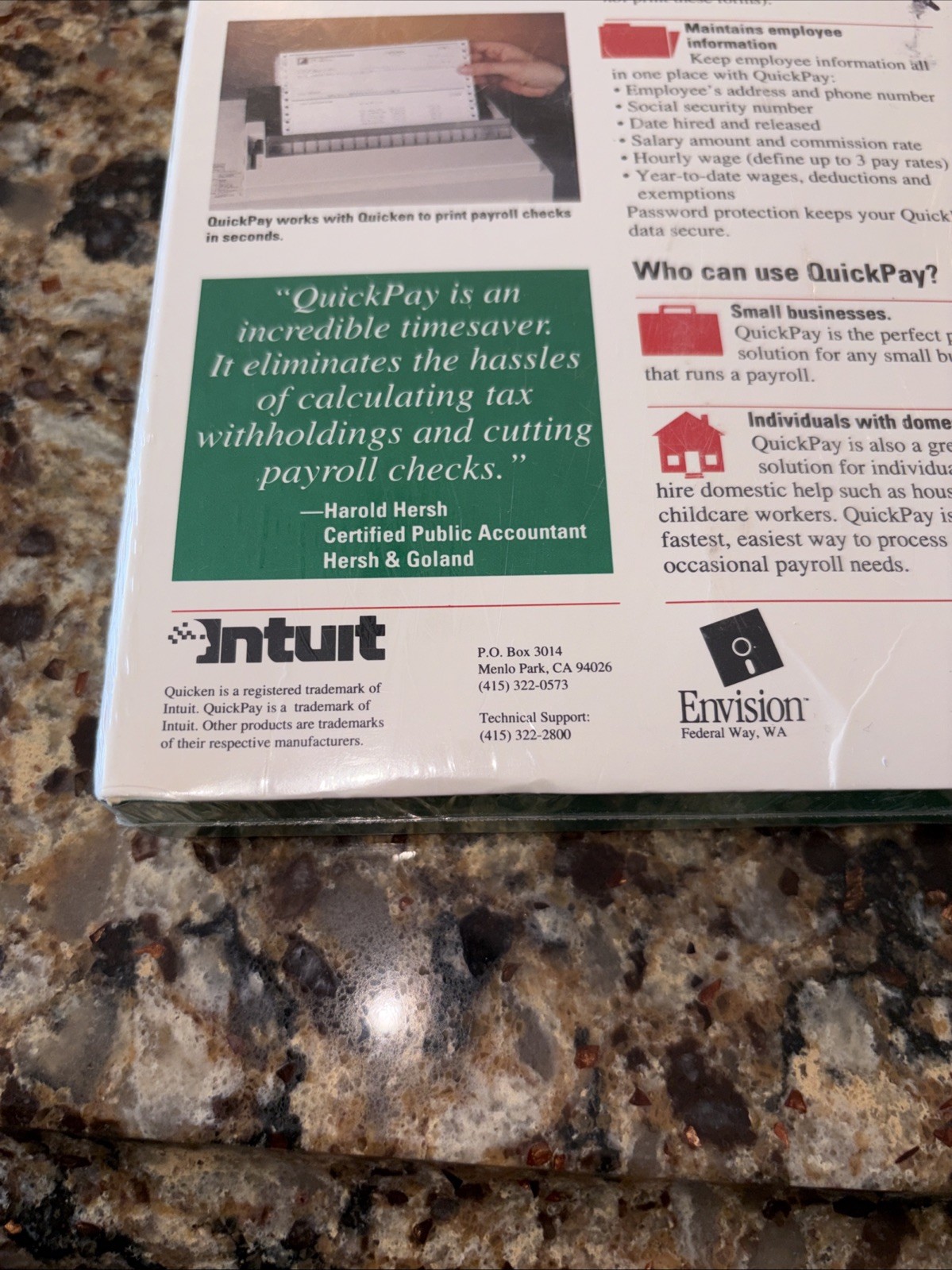 QuickPay Payroll For Quicken 2.0 Intuit Envision New Sealed