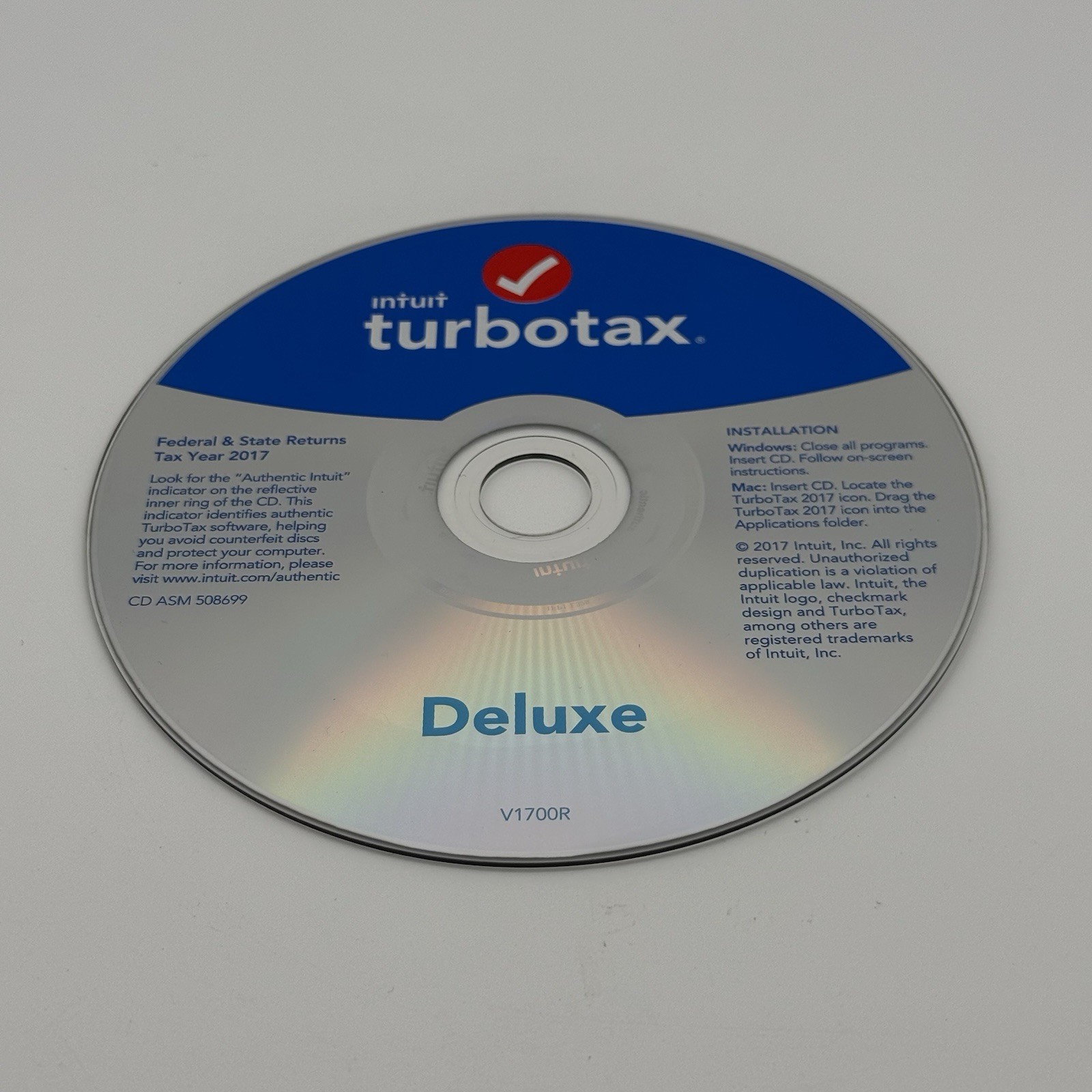 Intuit TurboTax Deluxe Tax Preparation Federal & State Windows & Mac 2017 Disc