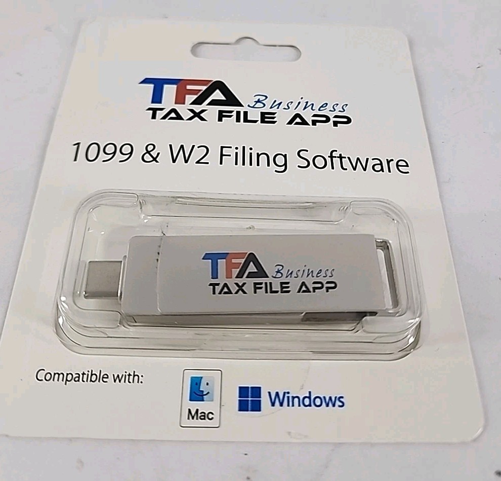 TFA Business Tax File App 1099 & W2 Filing Software Comp W/ Mac For Windows