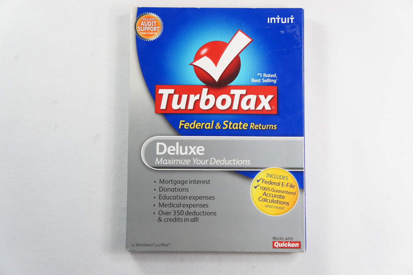 NEW Intuit Tax Year 2009 TurboTax Deluxe Federal and State Includes E-File/LN!