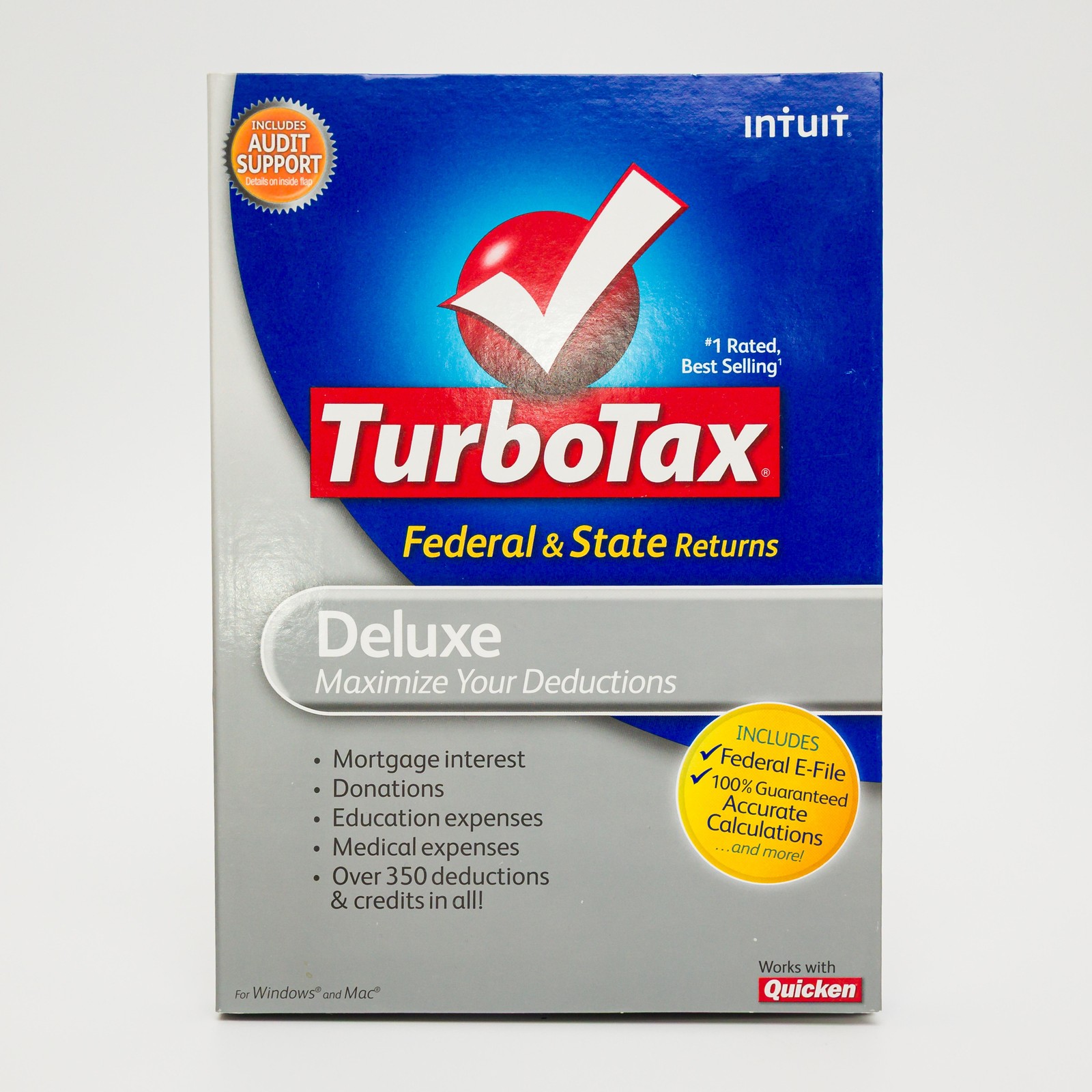 Intuit TurboTax Deluxe 2009 Federal & State Tax Software Windows Mac Retail