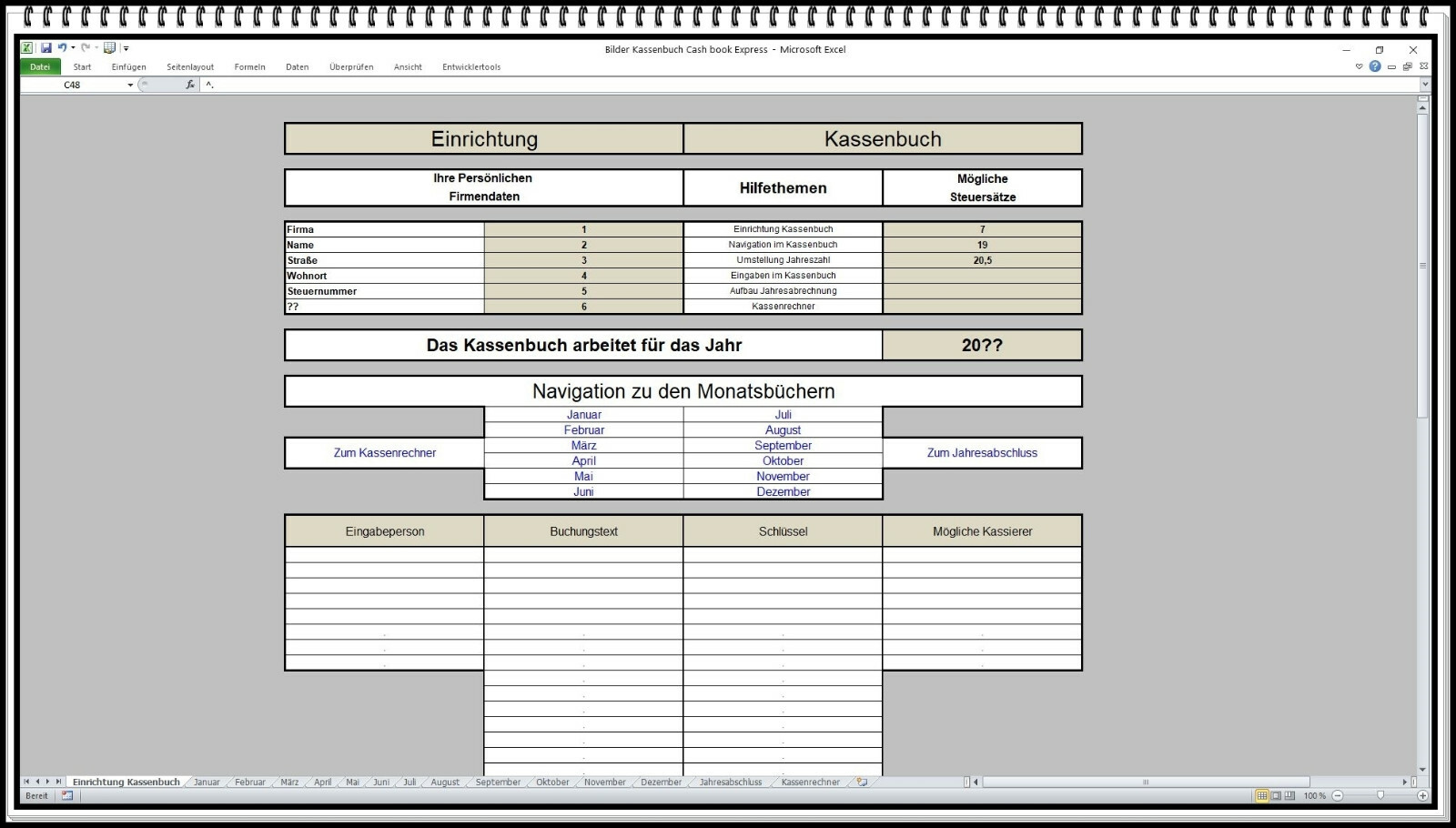 Cash book cash book clear easy operation income expenses Excel