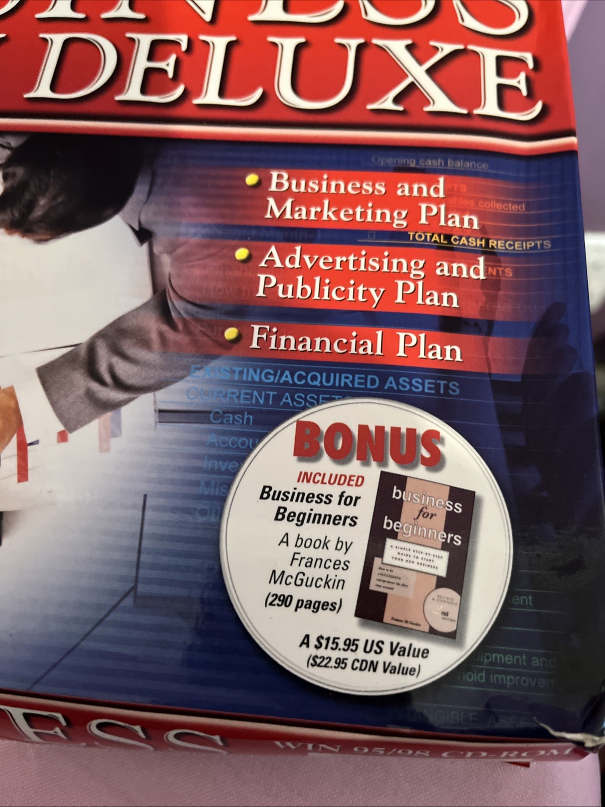 Business Plan Deluxe win 95/98 CD ROM includes Bonus Book Sealed Disc Large Box