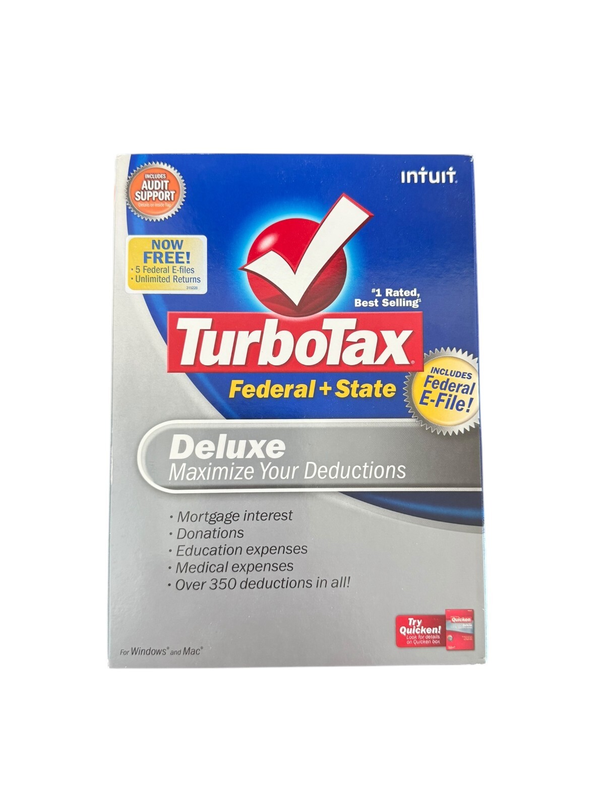 Intuit TurboTax Deluxe 2008 Federal + State + E-File for Windows & MAC