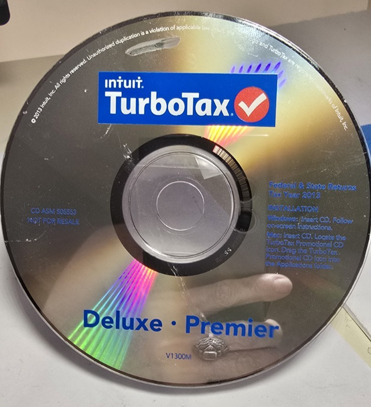 INTUIT Turbotax Deluxe-Premier Federal & State 2013 Windows-Mac-Tax Software CD