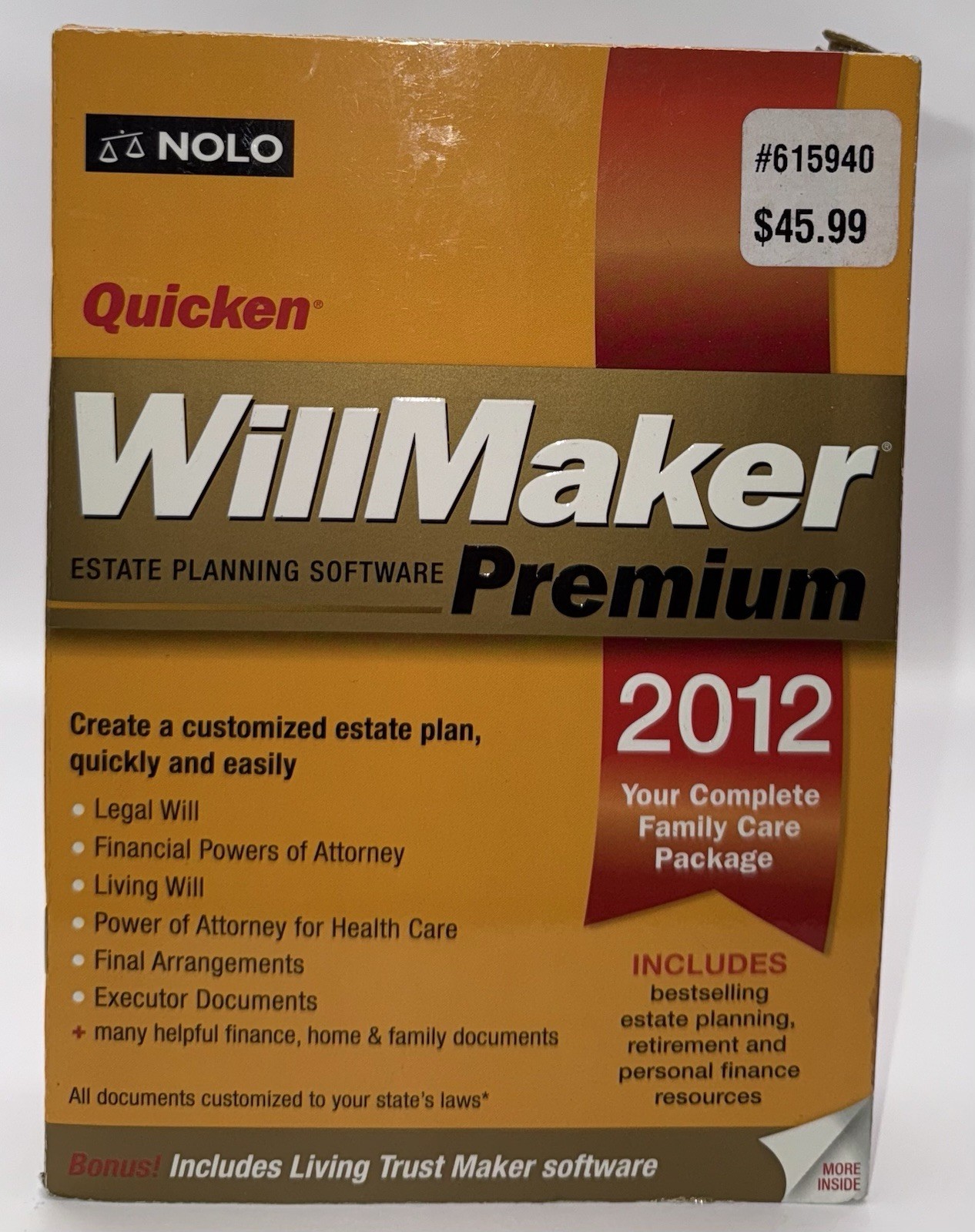 Will Maker Premium 2012 Quicken NOLO Estate Planning Will Powers of Attorney New