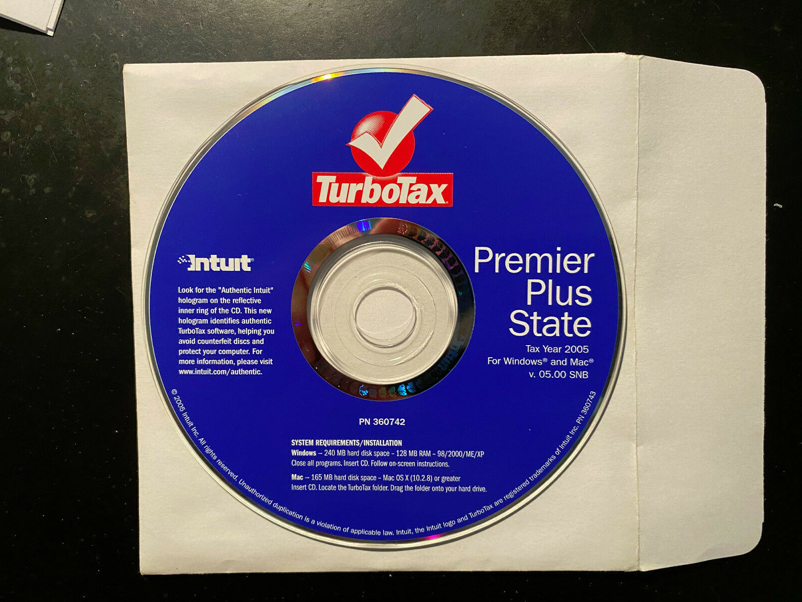2005 Intuit TurboTax Premier Plus STATE for Windows & Mac