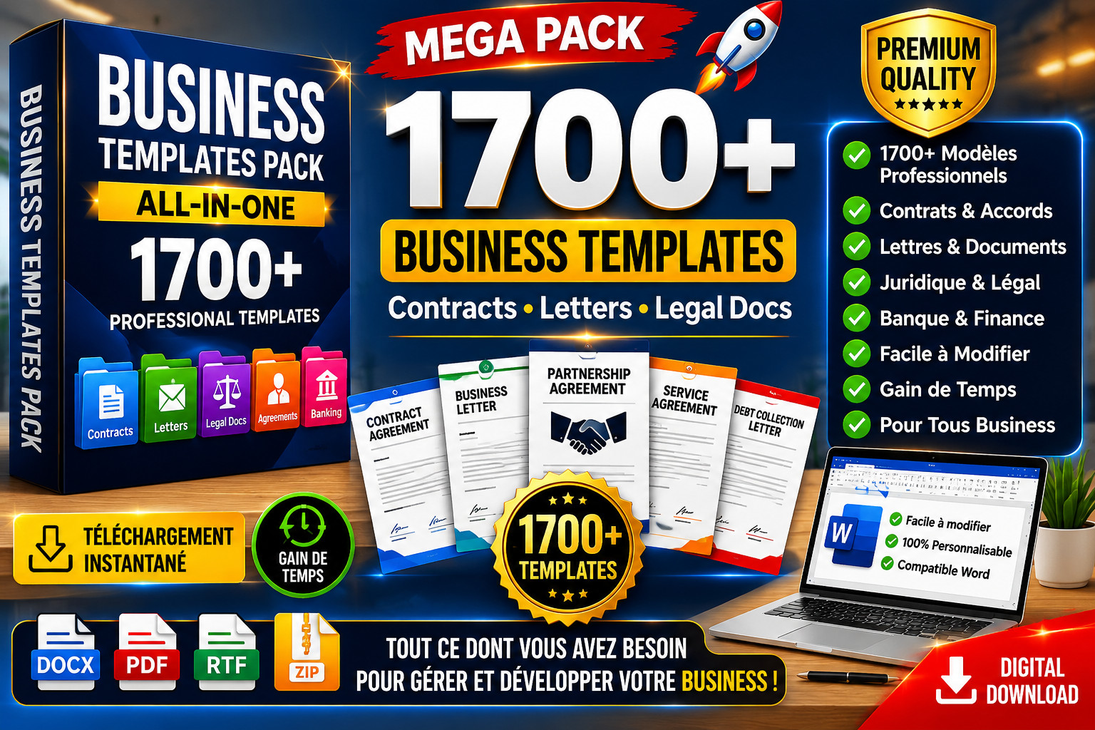 Business Templates Pack 1700 Contracts Letters Legal Docs Home & Business PRO