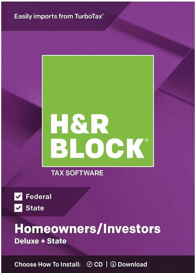 H&R Block DELUXE 2012 FED & STATE TAX PREPARATION SOFTWARE CD ONLY VERY GOOD