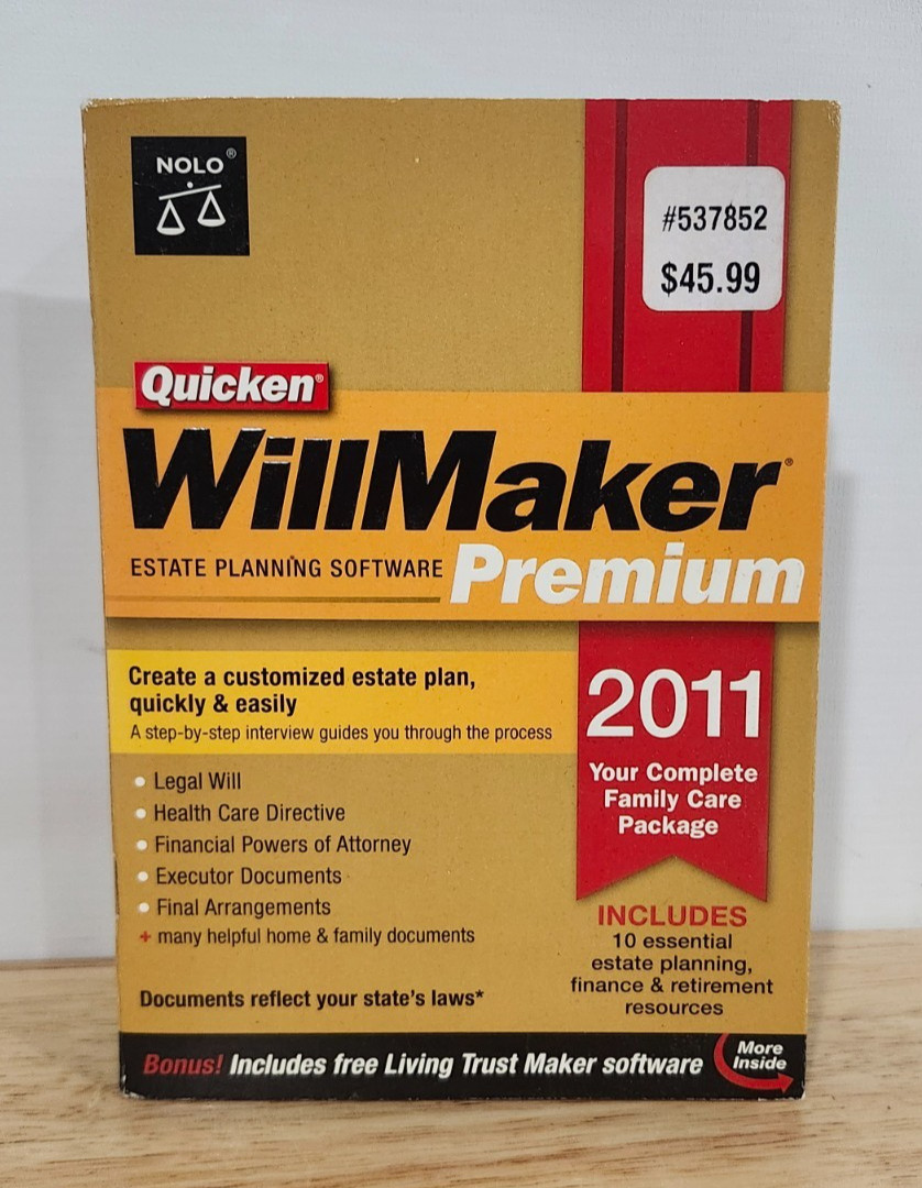Quicken WillMaker Premium estate planning software-brand new (2011)