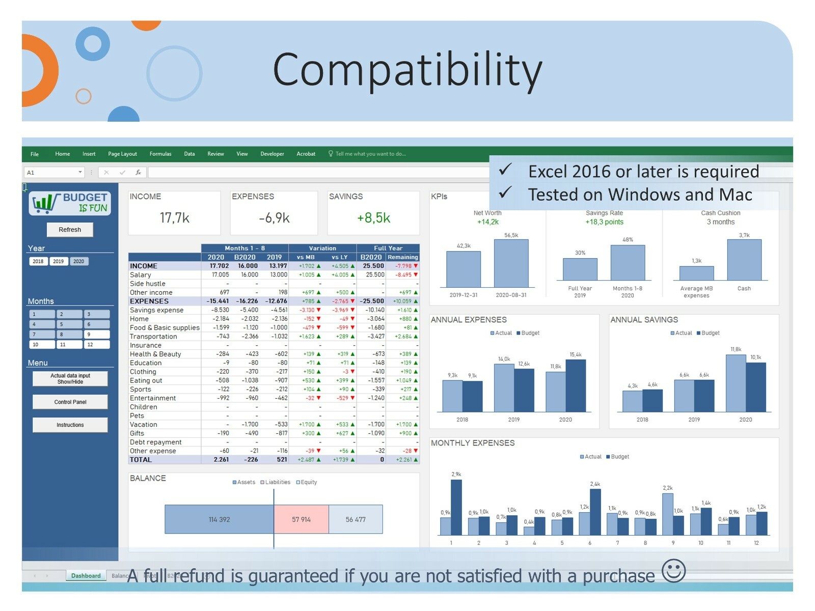 Excel Budget Template | Personal Finance Spreadsheet | Monthly Budget Tracker