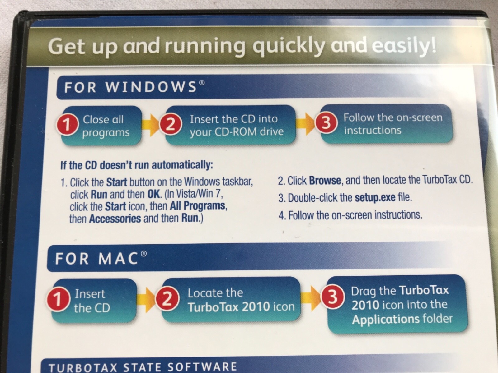 2010 TURBO TAX FED & ST. RETURNS HOME & BUSINESS SCHEDULE C SINGLE MEMBER LLC