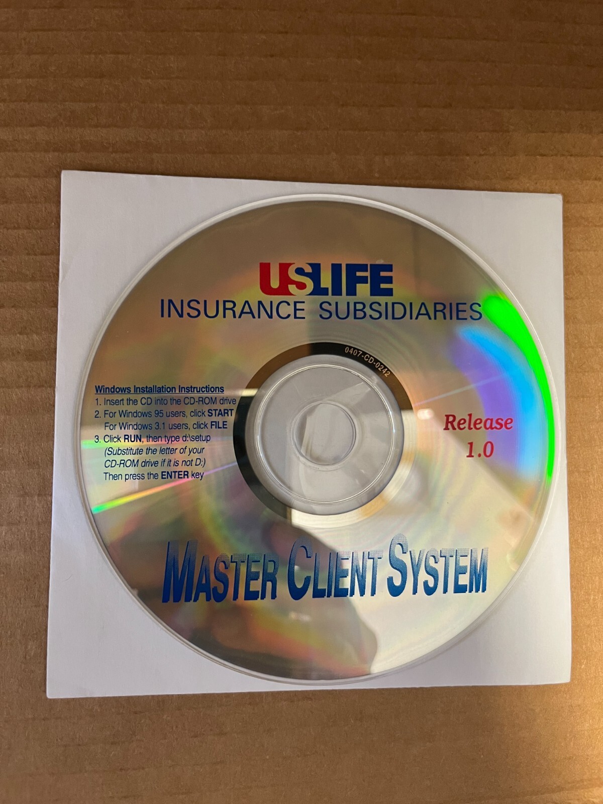 US Life Insurance Subsidiaries – Master Client System CD-ROM