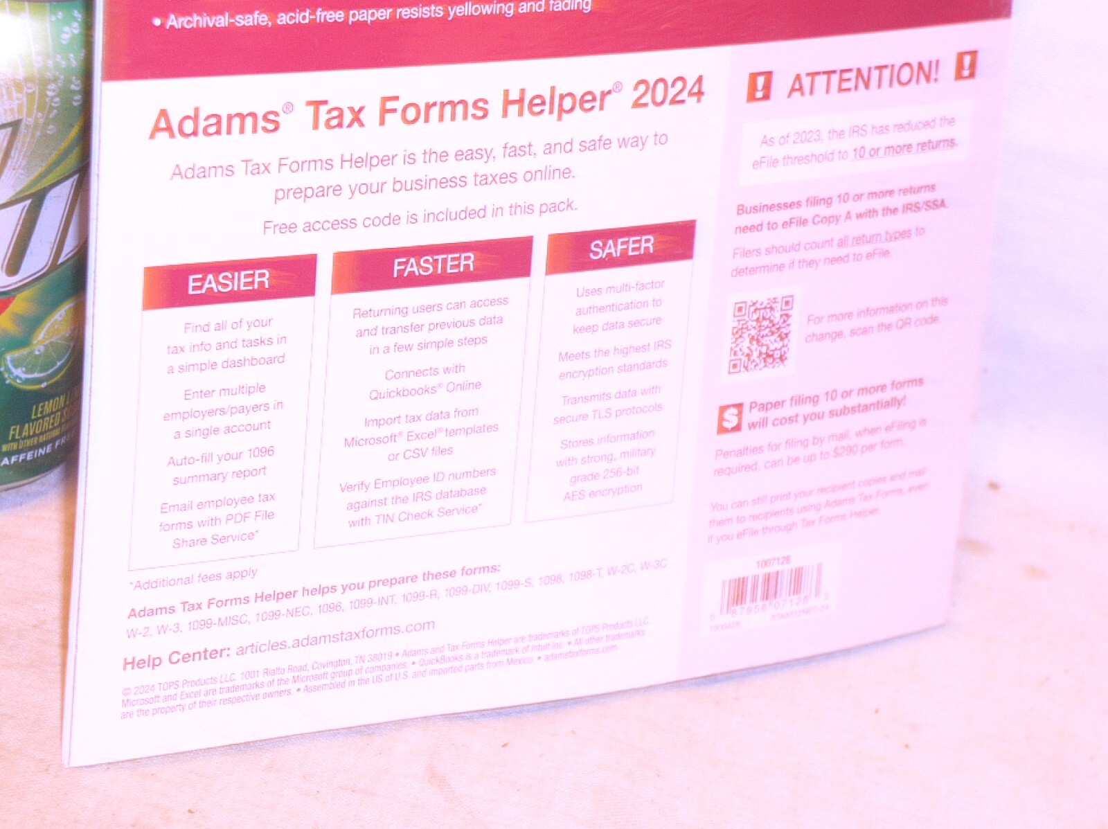 SEALED 2024 ADAMS 1099-NEC TAX KIT FORMS 4-PART 12 RECIPIENTS+SUMMERY+HELPER