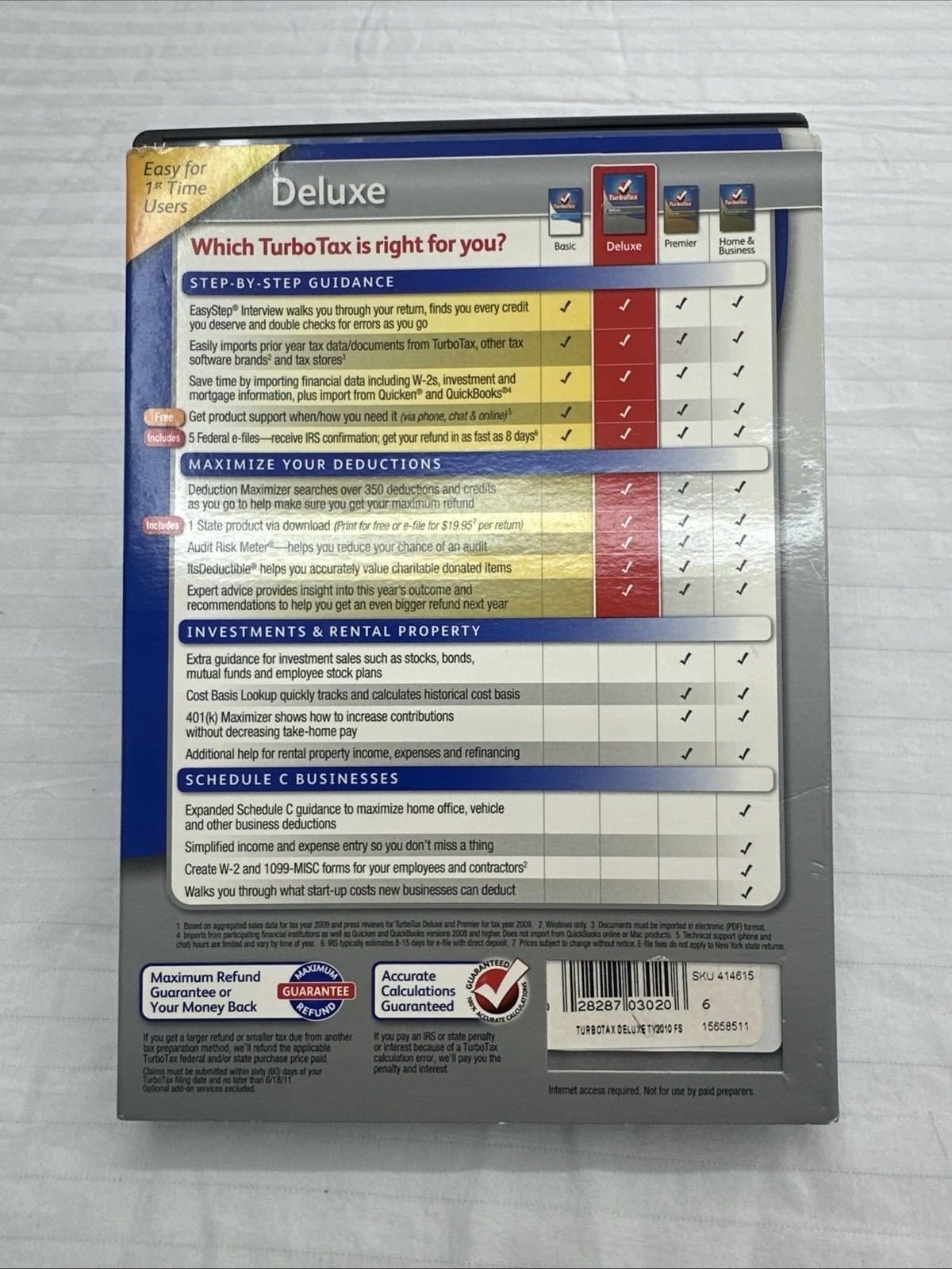 Intuit TurboTax Deluxe 2010 Federal + State + E-File for Windows & MAC