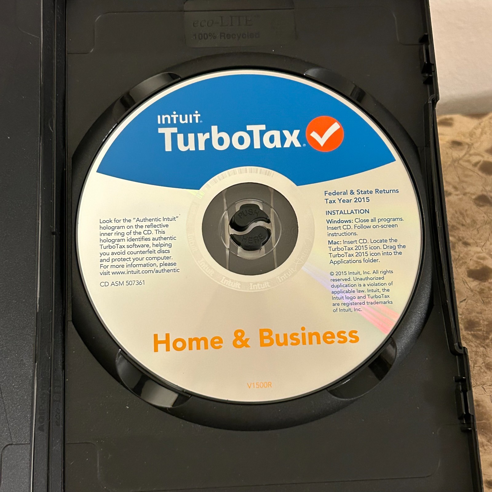 Intuit TurboTax 2015 Home & Business CD Federal State Wondows And Mac
