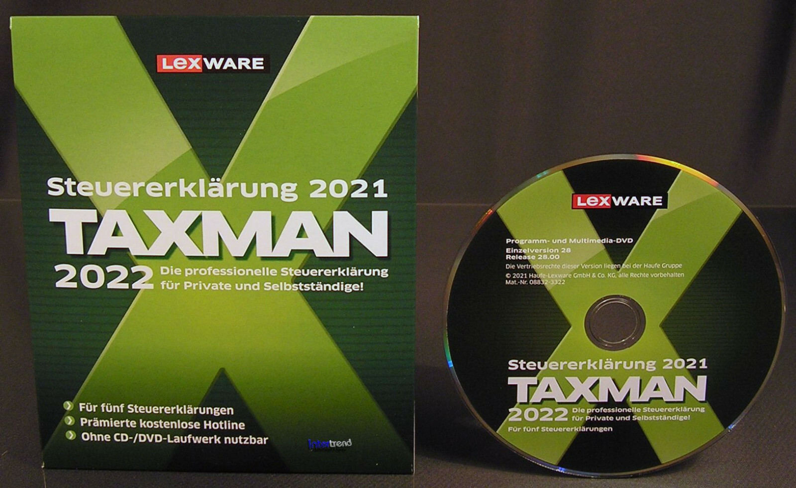 Lexware Taxman 2022 Full Version Box + DVD Tax Year 2021 + Tax Manual NEW