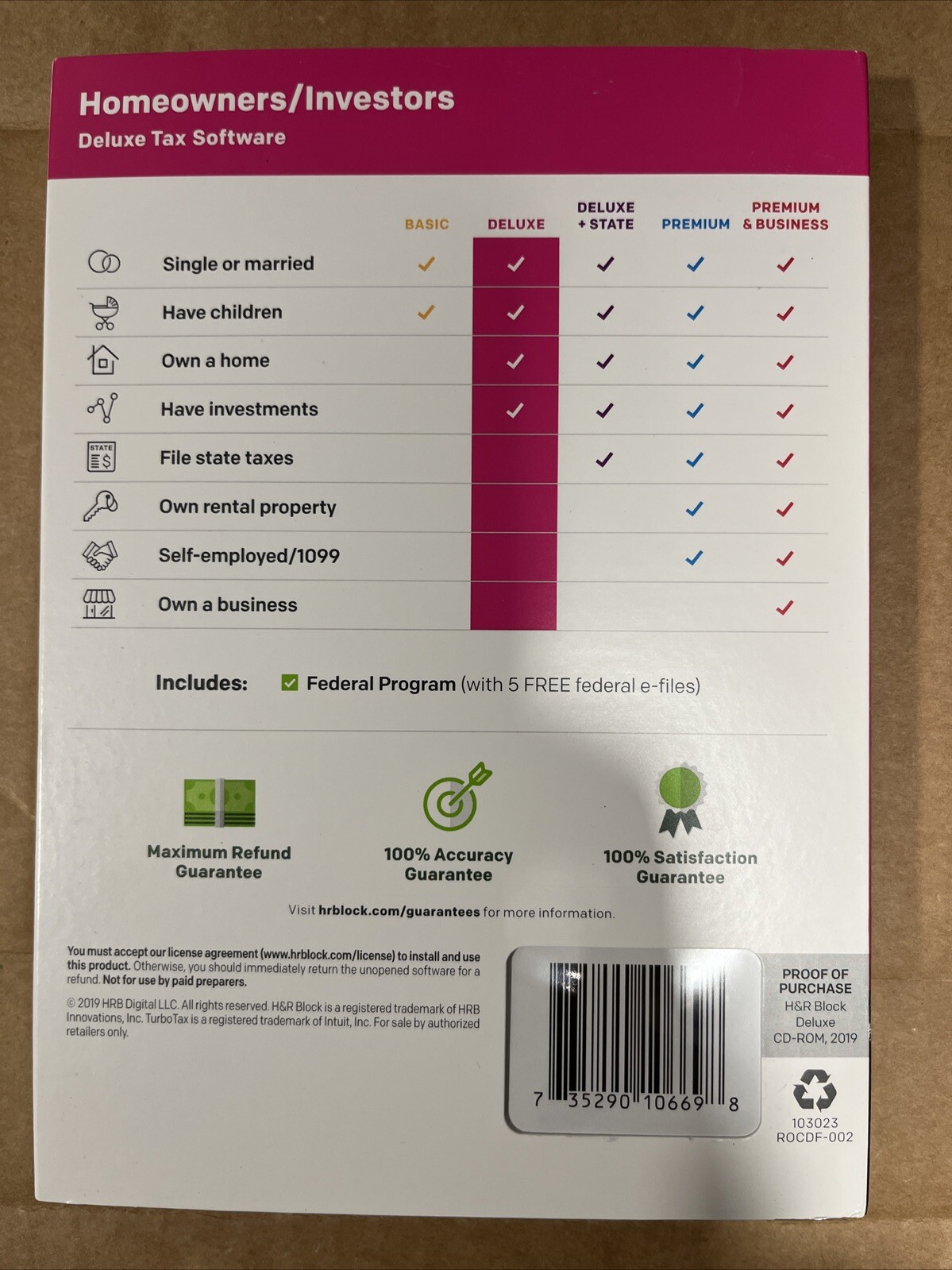 H&R BLOCK Deluxe Tax Software 2019 Homeowners/Investors