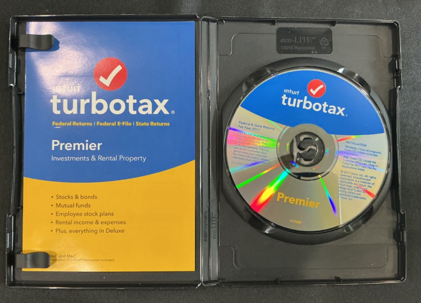 TurboTax Premier Investments & Rental Property, Federal & State 2017, PreOwned