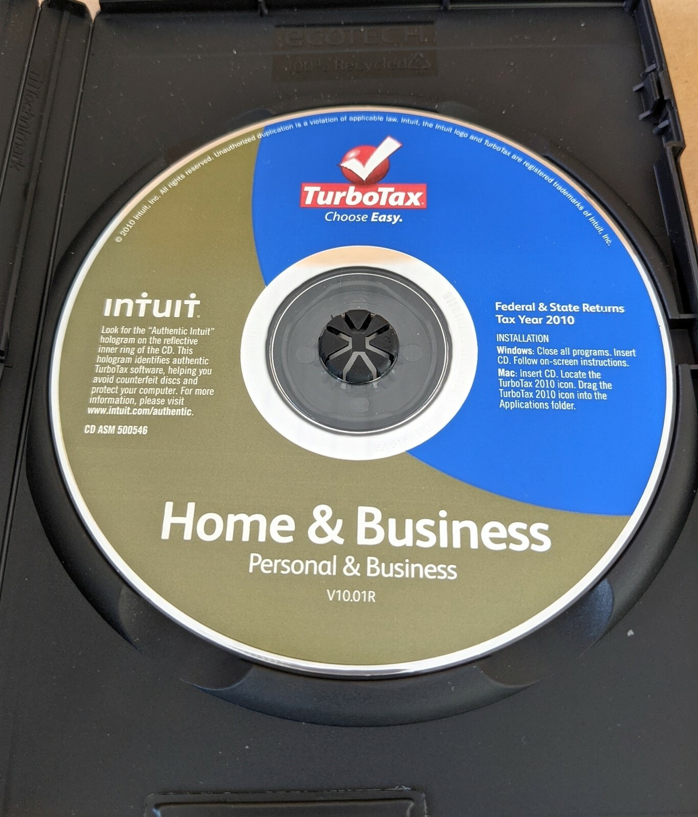 2010 Intuit TurboTax Home & Business Schedule C Federal+State CD Windows & Mac