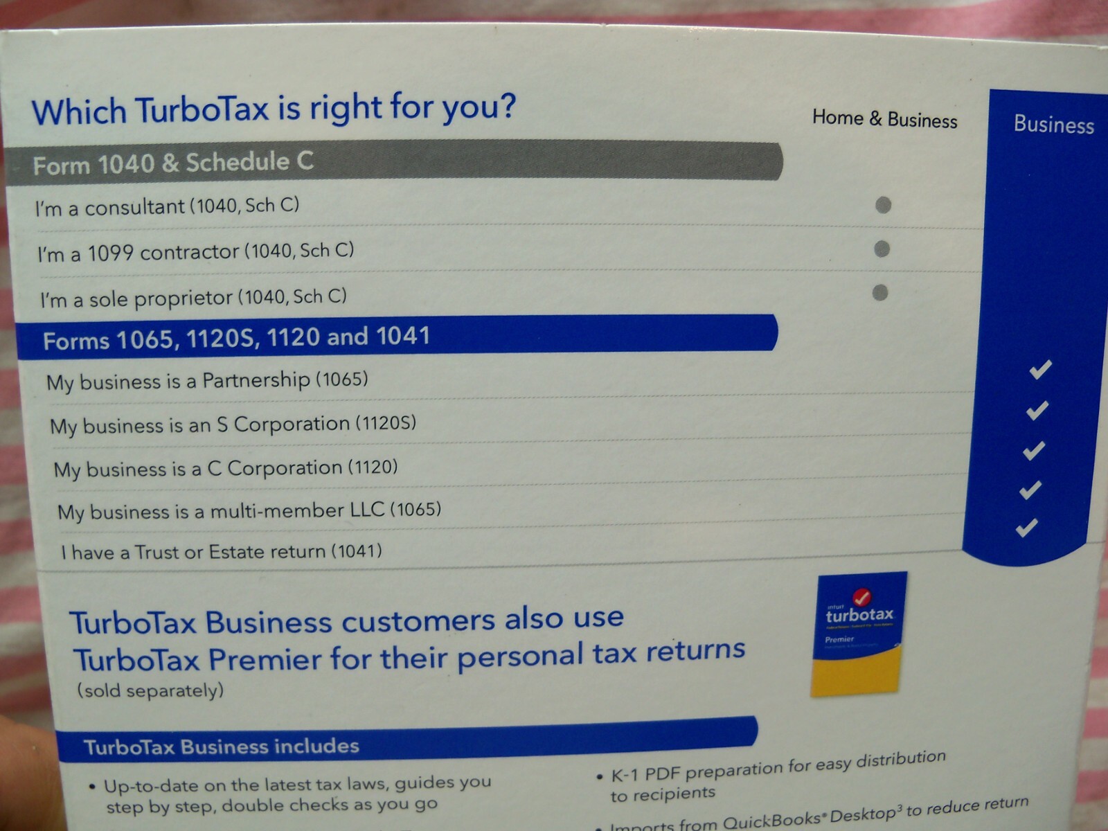 Intuit TurboTax Business 2018 Year Partnership LLC Trust Estate CD NEW Sealed