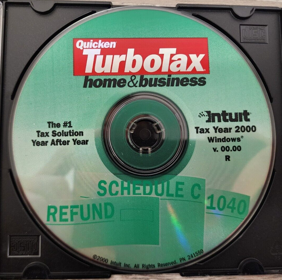 Intuit Quicken TurboTax Home & Business Tax Year 2000 For Windows Software Disc