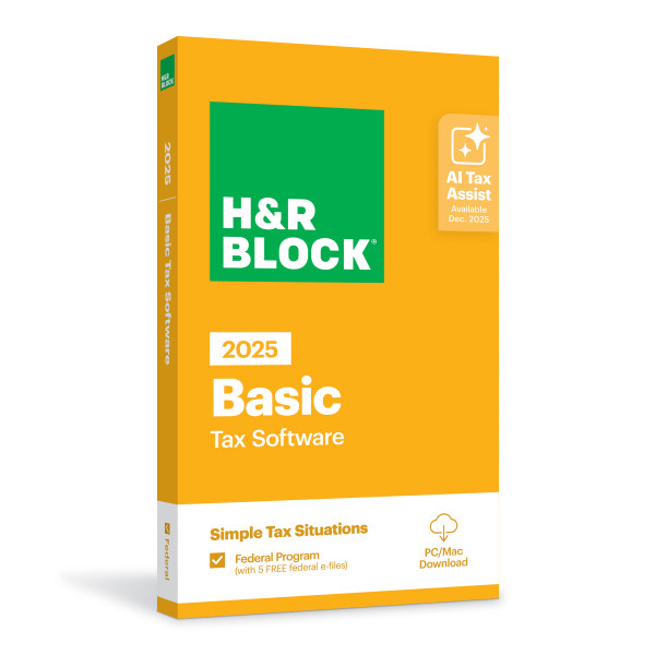 H&R Block Basic Tax Software 2025 for Windows and Mac, Step-by-Step Guidance,