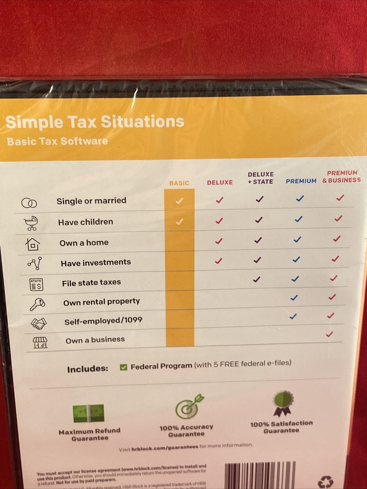 H&R BLOCK Tax Software Basic 2019 for PC/MAC – NEW/SEALED